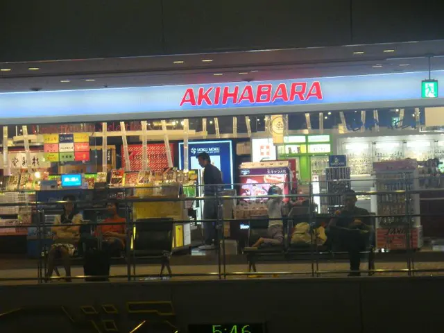 In this image it seems like a store in the middle. In front of the store there are two benches on...