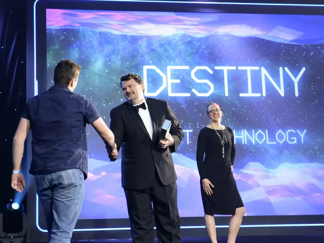 In this image there are group of persons standing in the center. The woman in the center is...