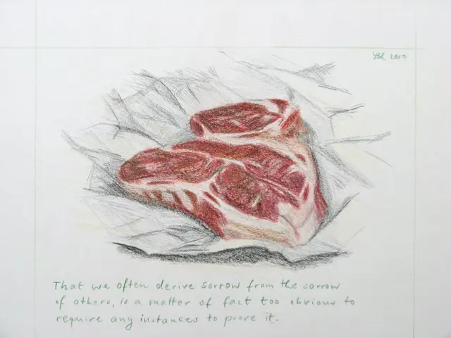 This looks like a drawing. There is something written under that. That looks like a meat.
