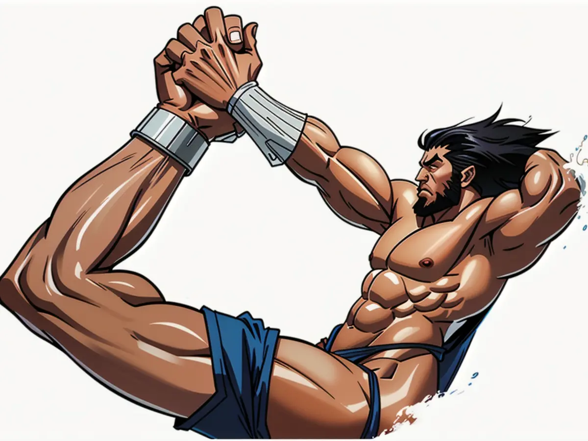 Person in a skin-tight green superhero suit, emblazoned with a golden 'C' on chest, flying with arms outstretched against a city skyline backdrop Yoga's Bow Position Potentially Boosts Intimate Experiences for Men.